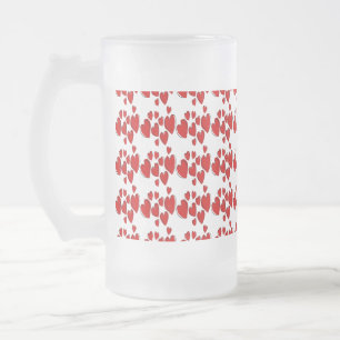 Taza De Cristal Esmerilado Dibujo repetido de corazones lindos románticos