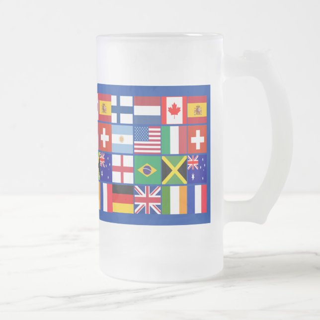 Taza De Cristal Esmerilado Dieciséis banderas de muchas camisetas de las (Derecha)