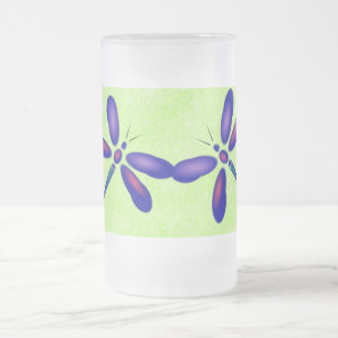 Taza De Cristal Esmerilado Digital Dragonfly Lime Summer Mug