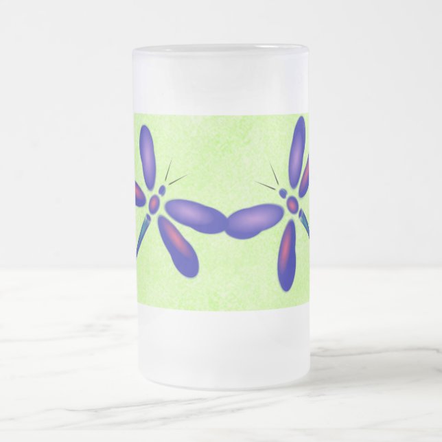 Taza De Cristal Esmerilado Digital Dragonfly Lime Summer Mug (Centro)