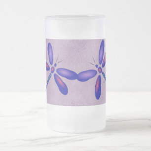Taza De Cristal Esmerilado Digital Dragonfly Purple Summer Mug