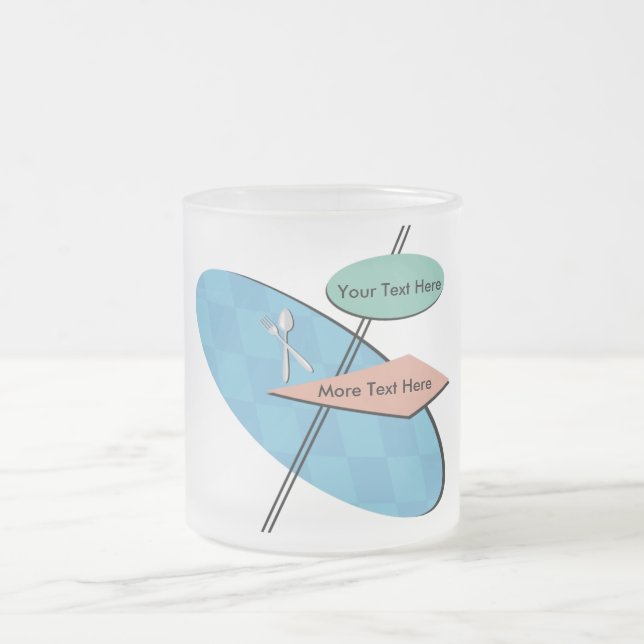Taza De Cristal Esmerilado Diner Mugs personalizados personalizados de los 50 (Centro)