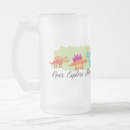Taza De Cristal Esmerilado Dinosaurio