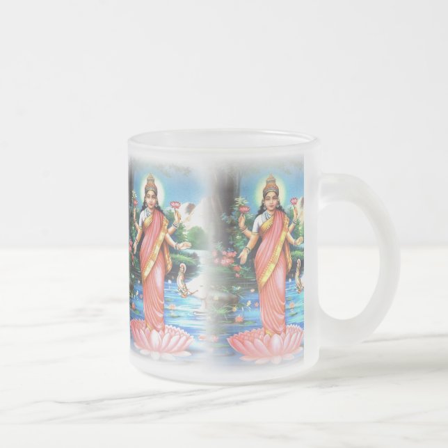 Taza De Cristal Esmerilado Diosa de LAKSHMI de la riqueza y de la prosperidad (Derecha)