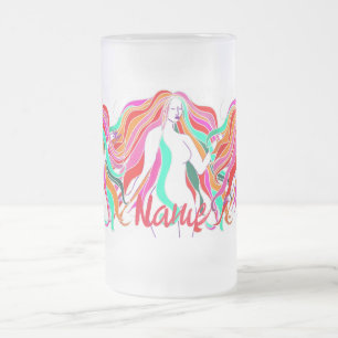 Taza De Cristal Esmerilado Diosa multicolor de pelo largo Thunder_Cove