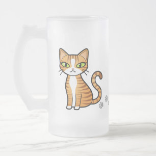 Taza De Cristal Esmerilado Diseñe su propio gato del dibujo animado