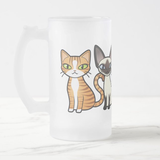 Taza De Cristal Esmerilado Diseñe su propio gato del dibujo animado (Izquierda)