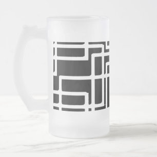 Taza De Cristal Esmerilado Diseño Artístico de Cuadrados Blancos Entrelazados