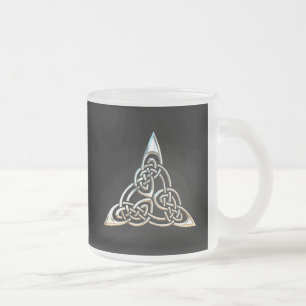 Taza De Cristal Esmerilado Diseño céltico del nudo de los espirales negros de