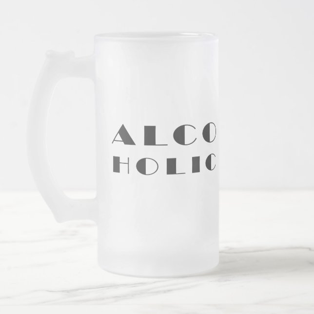 Taza De Cristal Esmerilado Diseño cómico y alcohólico (Izquierda)