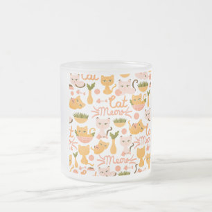 Taza De Cristal Esmerilado diseño de amante de los gatos