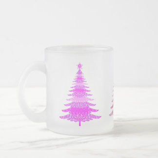 Taza De Cristal Esmerilado Diseño de árbol rosado del patrón de navidades