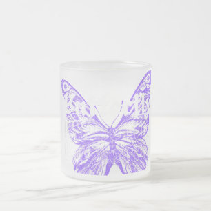 Taza De Cristal Esmerilado diseño de arte de mariposa linda