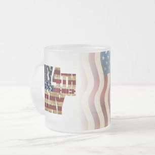 Taza De Cristal Esmerilado Diseño de bandera patriótica del 4 de julio