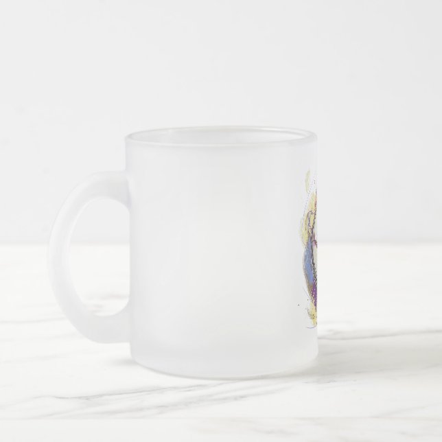 Taza De Cristal Esmerilado Diseño de béisbol pintado digitalmente (Izquierda)