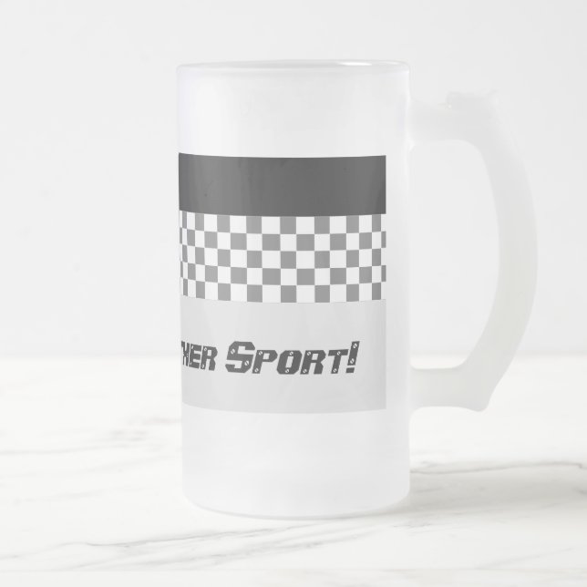 Taza De Cristal Esmerilado Diseño de cheques en blanco y negro (Derecha)