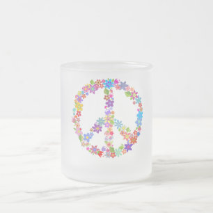 Taza De Cristal Esmerilado Diseño de color de energía de flor de símbolo de p