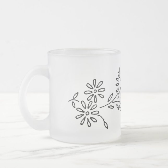 TAZA DE CRISTAL ESMERILADO DISEÑO DE FLORALES DE LOTES (Izquierda)
