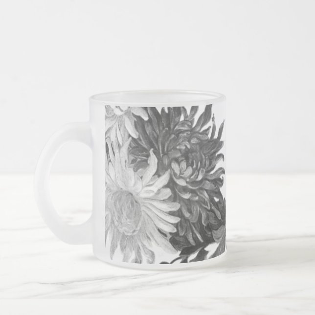 TAZA DE CRISTAL ESMERILADO DISEÑO DE FLORES DE RATÓN (Izquierda)