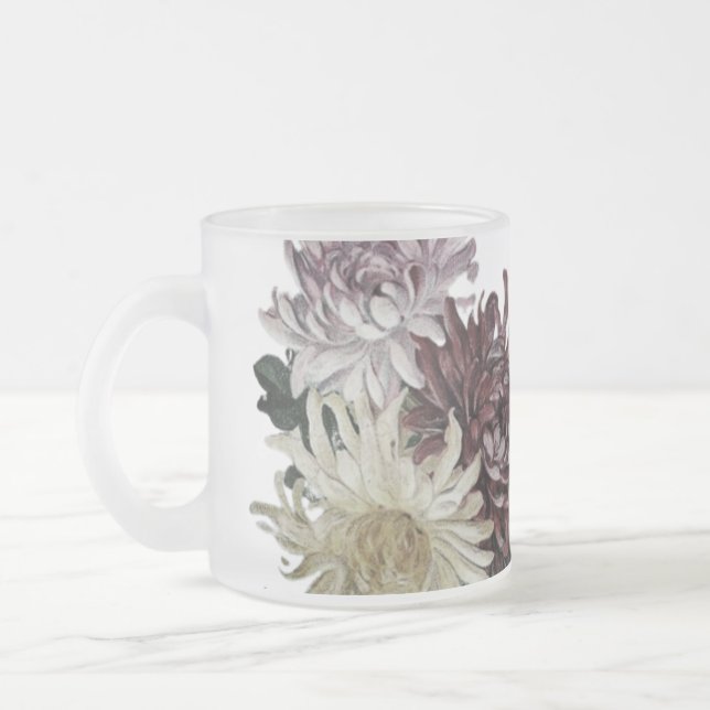 TAZA DE CRISTAL ESMERILADO DISEÑO DE FLORES DE RATÓN (Izquierda)