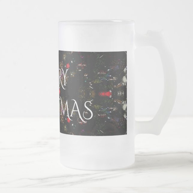 Taza De Cristal Esmerilado Diseño de flores Kaleidoscópicas Rojo Negro y Blan (Derecha)