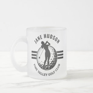 Taza De Cristal Esmerilado Diseño de golfista femenina elegante