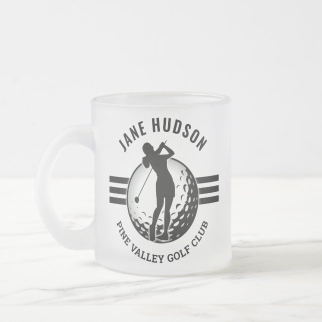 Taza De Cristal Esmerilado Diseño de golfista femenina elegante (Izquierda)