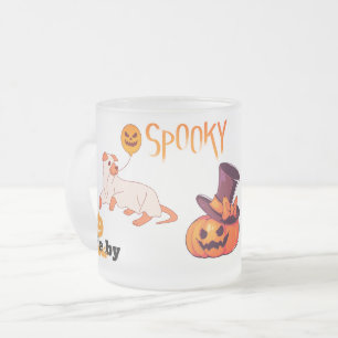 Taza De Cristal Esmerilado Diseño de Halloween con fantasía de perro y calaba