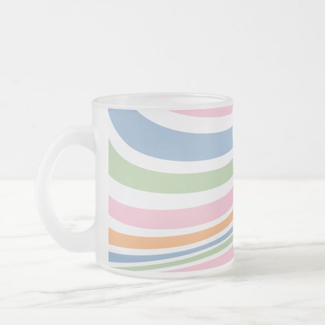 Taza De Cristal Esmerilado Diseño de ondas retro (Izquierda)