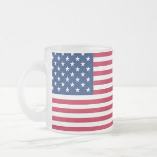 Taza De Cristal Esmerilado Diseño de orgullo de bandera estadounidense USA