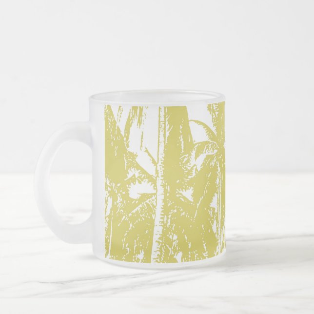 Taza De Cristal Esmerilado Diseño de palmeras tropicales (Izquierda)