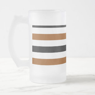 Taza De Cristal Esmerilado Diseño de rayas marrones negras y blancas