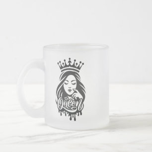 Taza De Cristal Esmerilado Diseño de Reina – Corona Real Elegante
