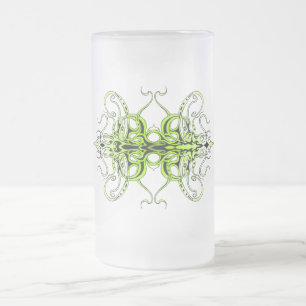 Taza De Cristal Esmerilado Diseño de tatuaje tribal Personalizado verde