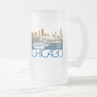 Taza De Cristal Esmerilado Diseño del horizonte de Chicago