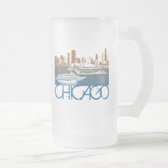 Taza De Cristal Esmerilado Diseño del horizonte de Chicago (Derecha)