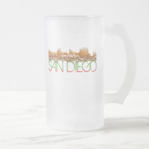 Taza De Cristal Esmerilado Diseño del horizonte de San Diego