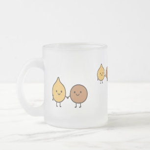 Taza De Cristal Esmerilado Diseño divertido vegano con 2 frijoles lindos