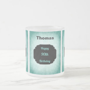 Taza De Cristal Esmerilado Diseño elegante azul add name 90th Birthday