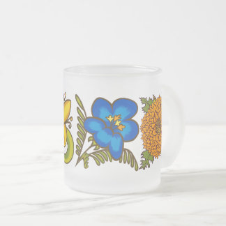 Taza De Cristal Esmerilado Diseño floral