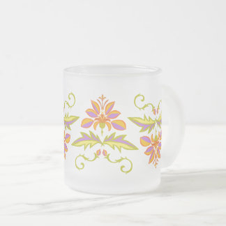 Taza De Cristal Esmerilado Diseño floral
