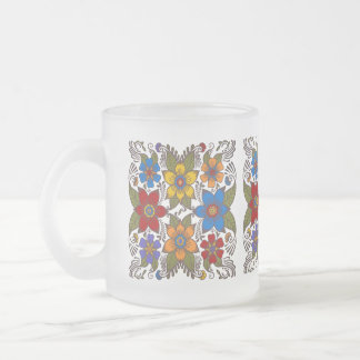 Taza De Cristal Esmerilado Diseño floral
