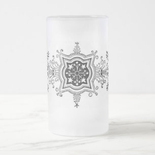 Taza De Cristal Esmerilado Diseño floral Mug Frotado