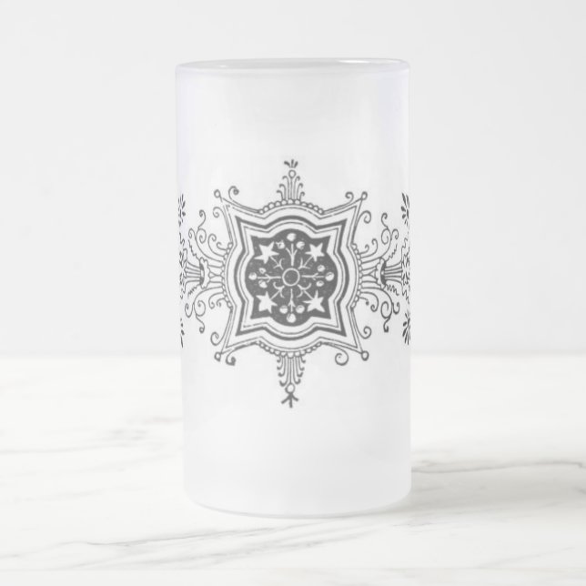 Taza De Cristal Esmerilado Diseño floral Mug Frotado (Centro)