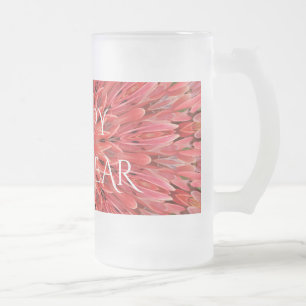Taza De Cristal Esmerilado Diseño Kaleidoscope Flor roja Feliz Año Nuevo text