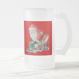 Taza De Cristal Esmerilado diseño lindo santa preparándose para navidades