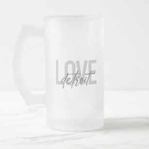 Taza De Cristal Esmerilado Diseño moderno, simple, fresco, urbano Love Detroi