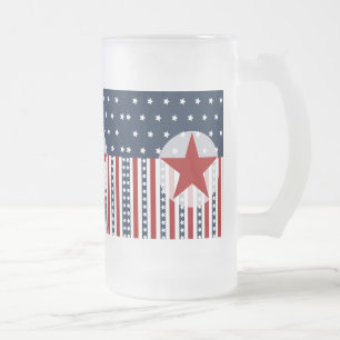 Taza De Cristal Esmerilado Diseño patriótico de la bandera americana de las