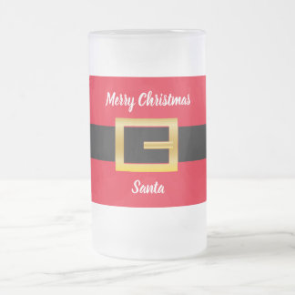 Taza De Cristal Esmerilado Diseño Personalizado de Santa Festivo