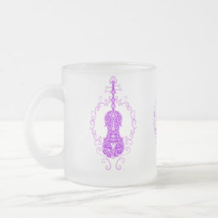 Taza De Cristal Esmerilado Diseño púrpura complejo del violín